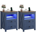 Farmhouse Nightstand Set of 2 with Gun Drawer