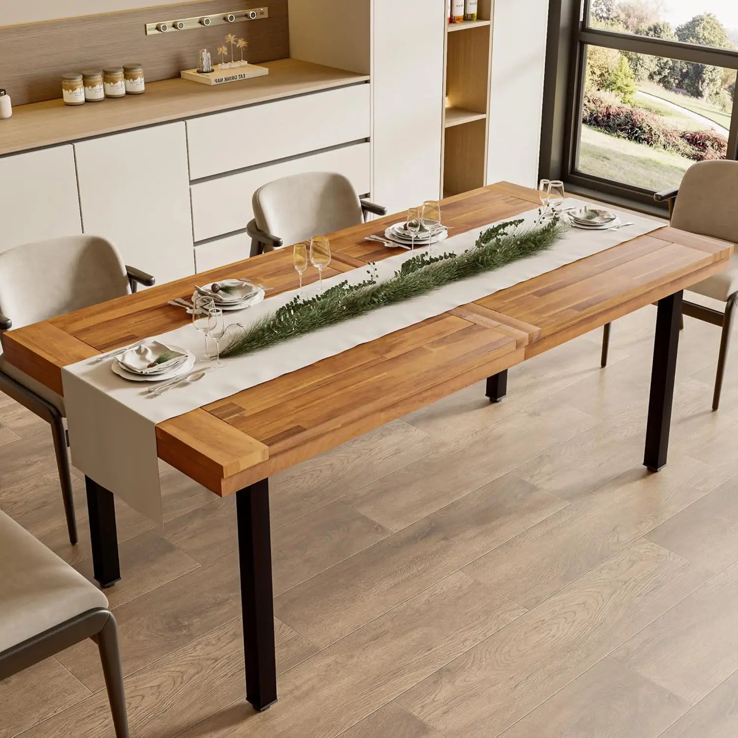 Acacia Wood Rustic Rectangular Dining Table