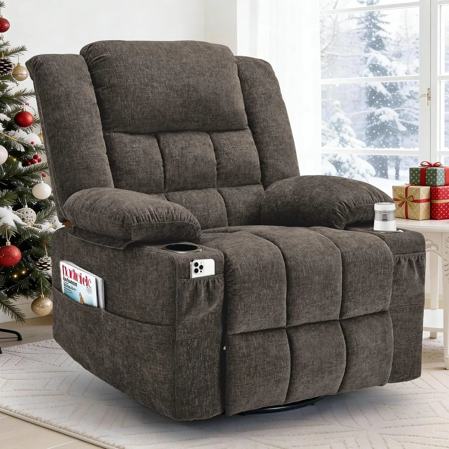 Swivel Rocker Recliner with Massage and Heating