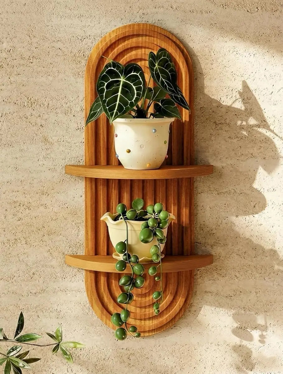 Boho Wall Shelf 2 Tier Hanging Plant Shelf