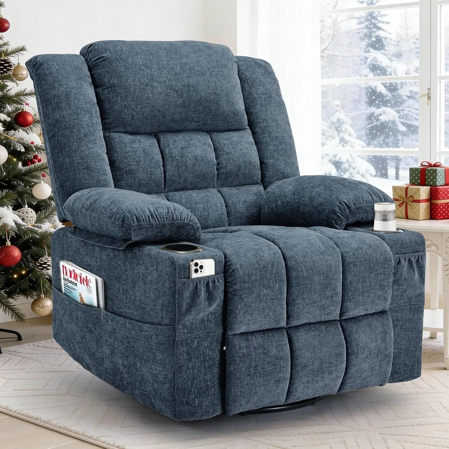 Swivel Rocker Recliner with Massage and Heating