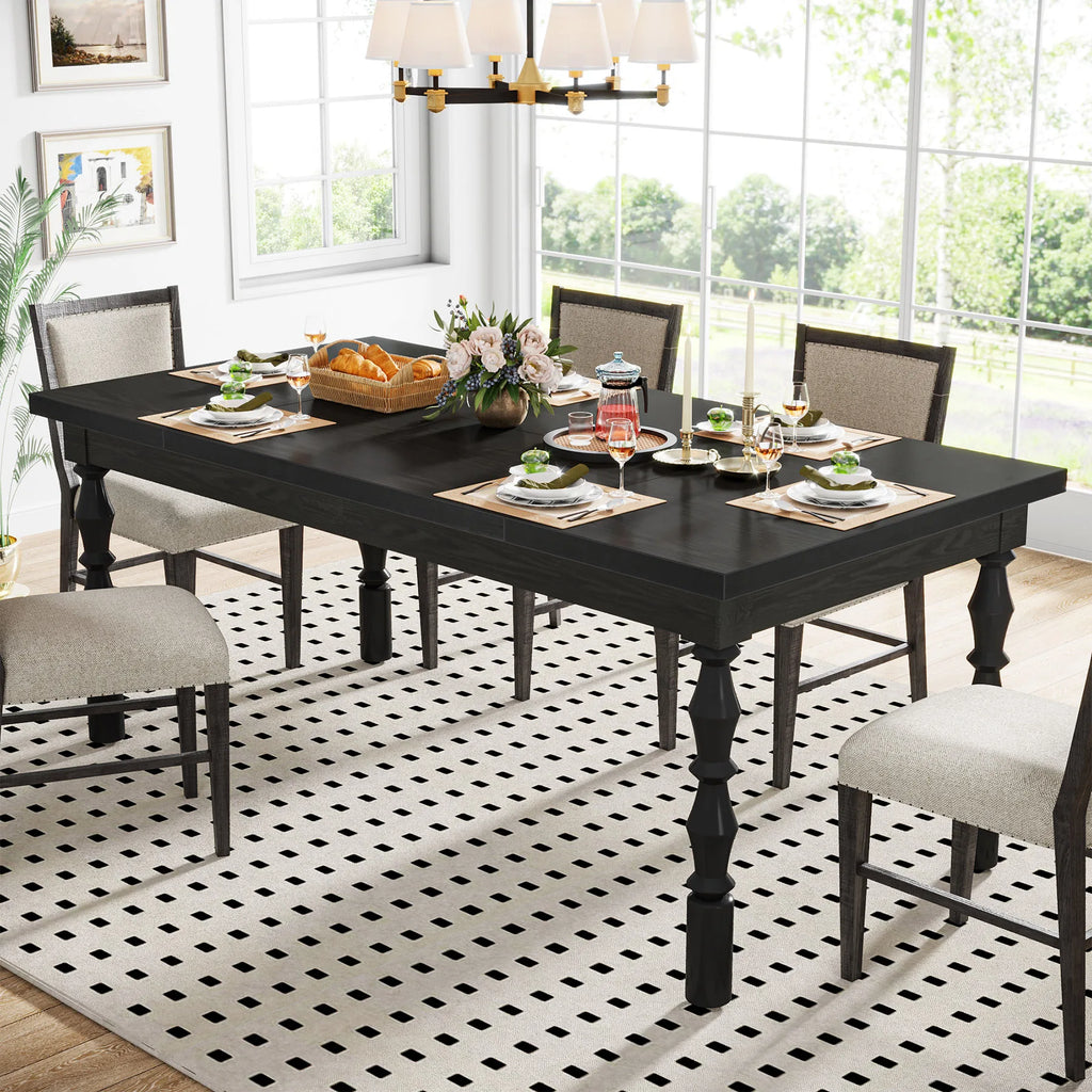 Farmhouse Wood Dining Table for 4-6 People