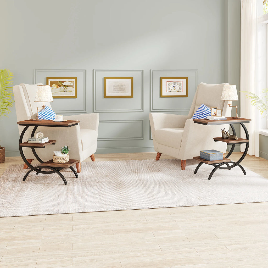 Modern Industrial C-Shaped End Table