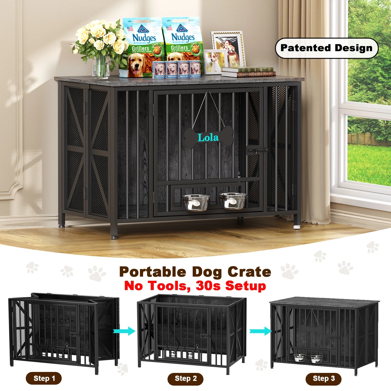 Foldable Large Dog Crate Furniture, 31"/41.3"