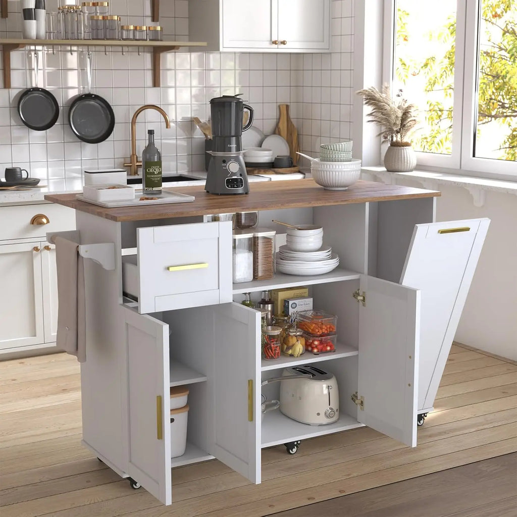59inch Kitchen Storage Island with Drop Leaf