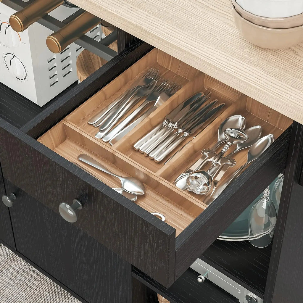 Rolling Kitchen Island Cart with Drop-Leaf