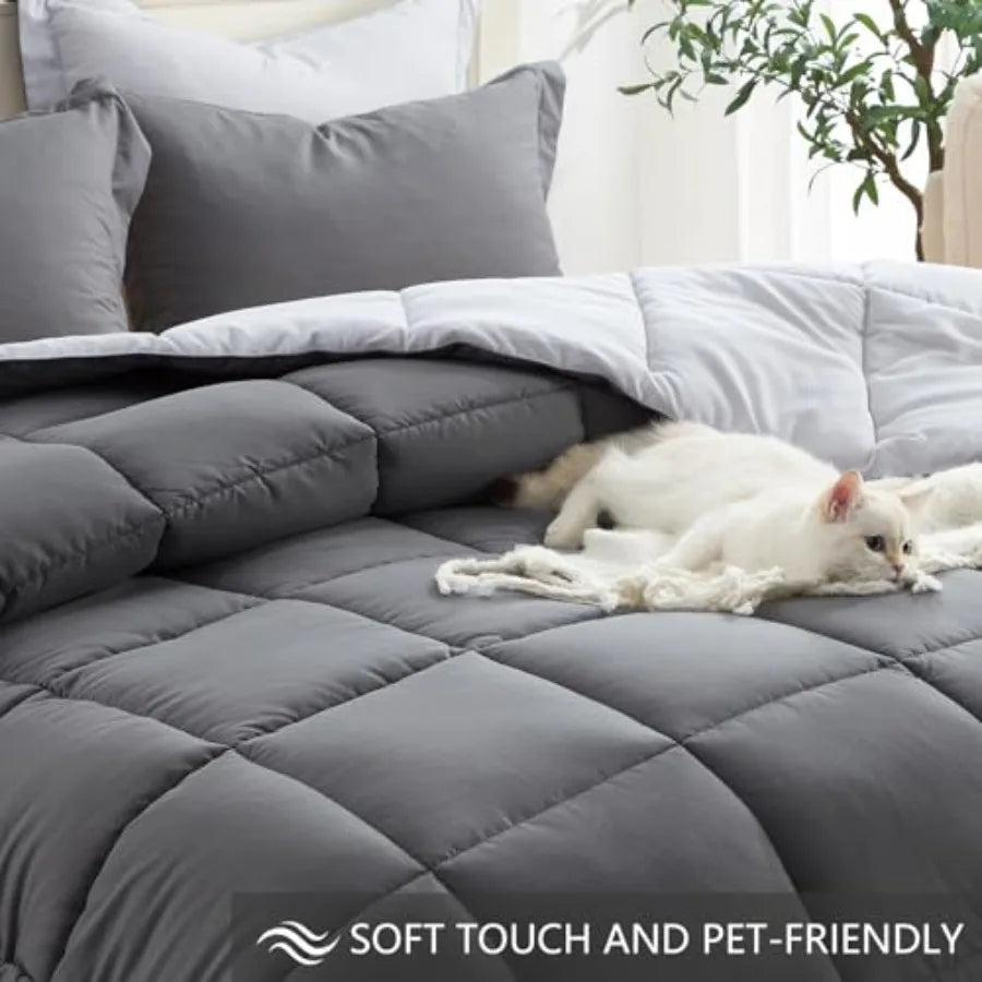 Grey Comforter Set Grey - Reversible