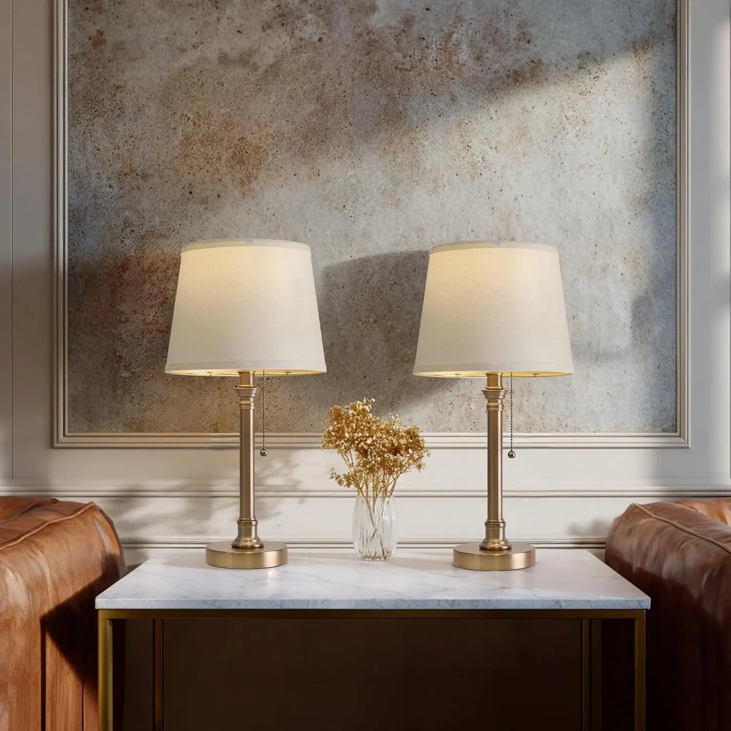 Warm Gold Table Lamps Set of 2