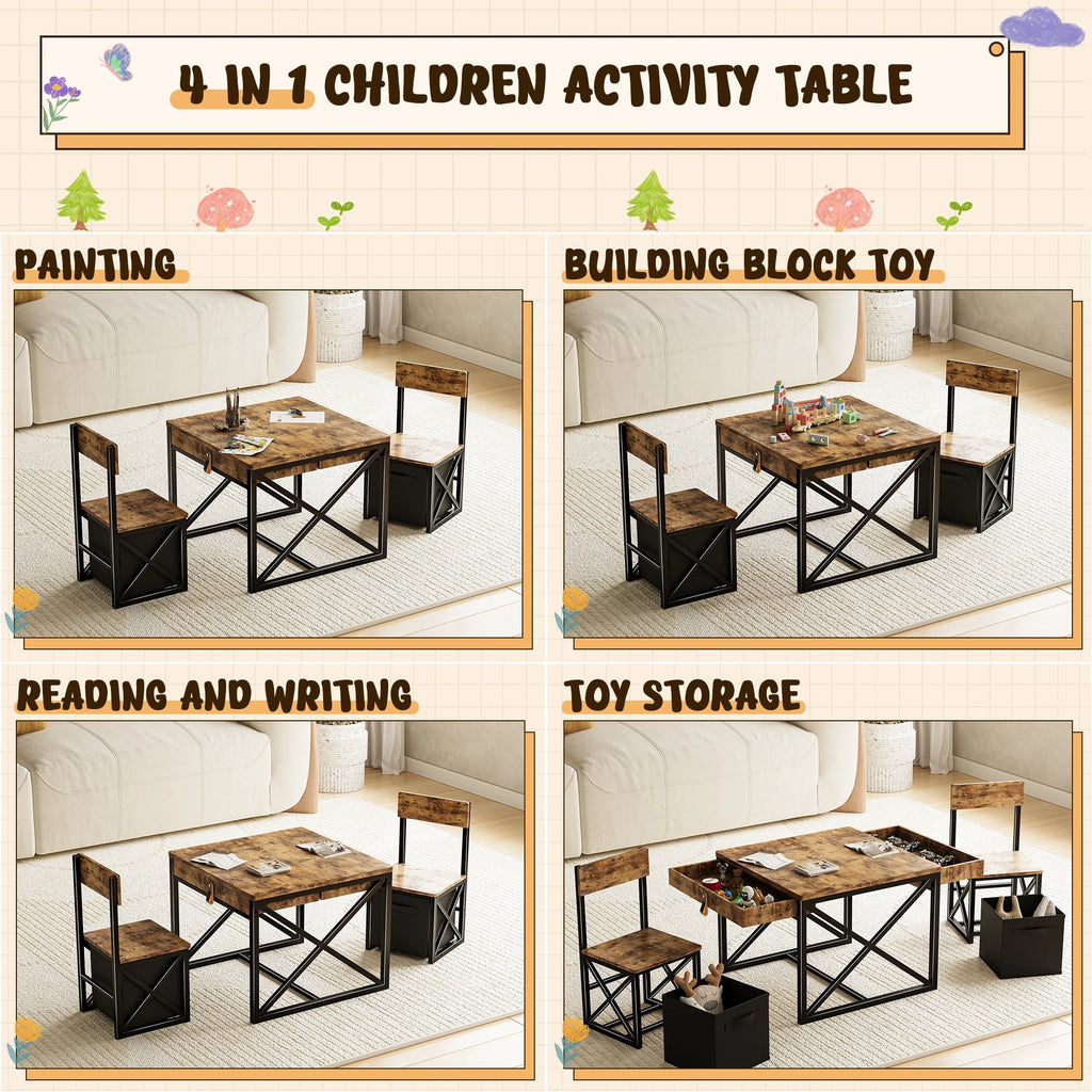 4-in-1 Kids Table and Chairs Set