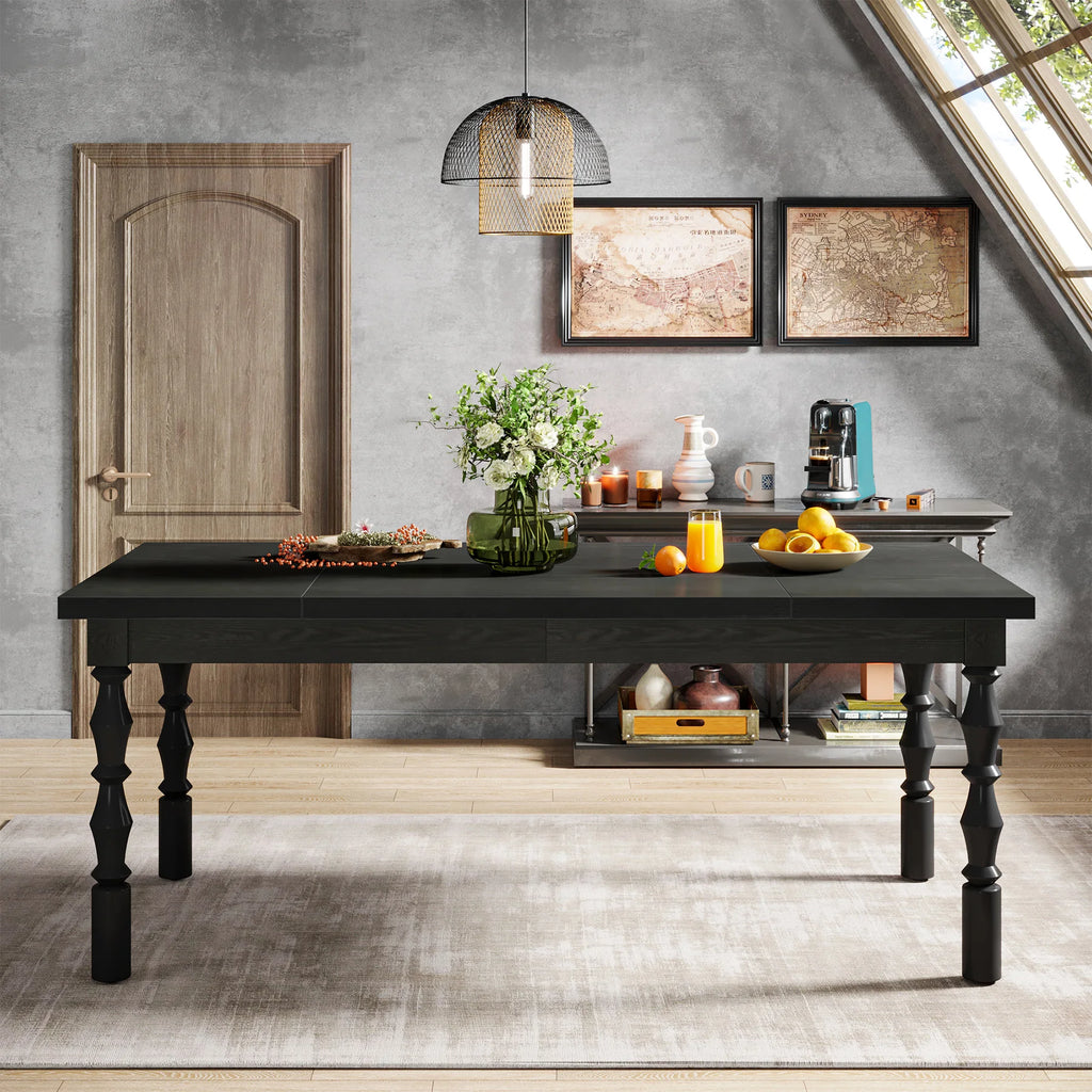 Farmhouse Wood Dining Table for 4-6 People