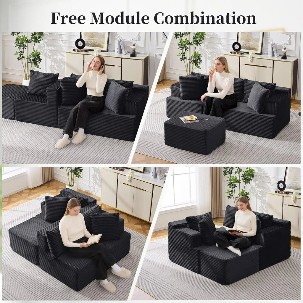 Boneless Modular Sectional Sofa with L-Shaped