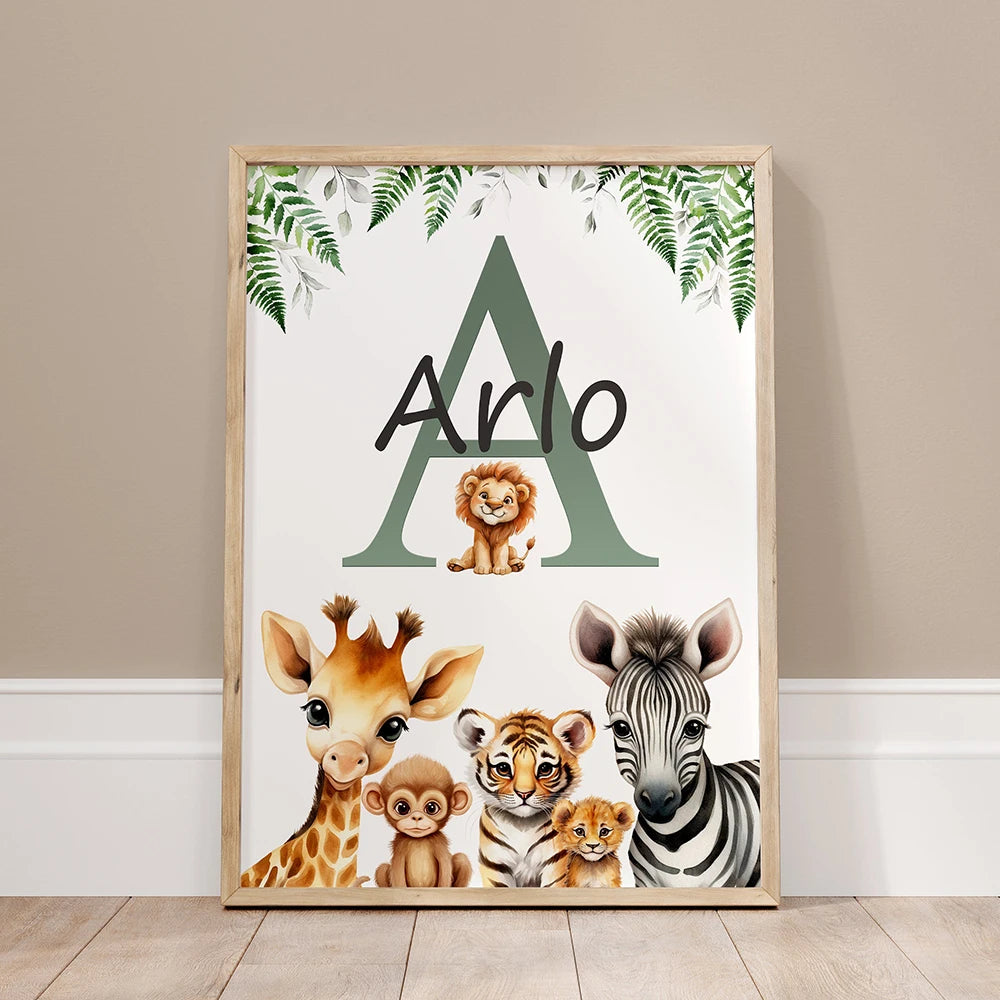 Personalized Name Safari Animal Nursery Decoration