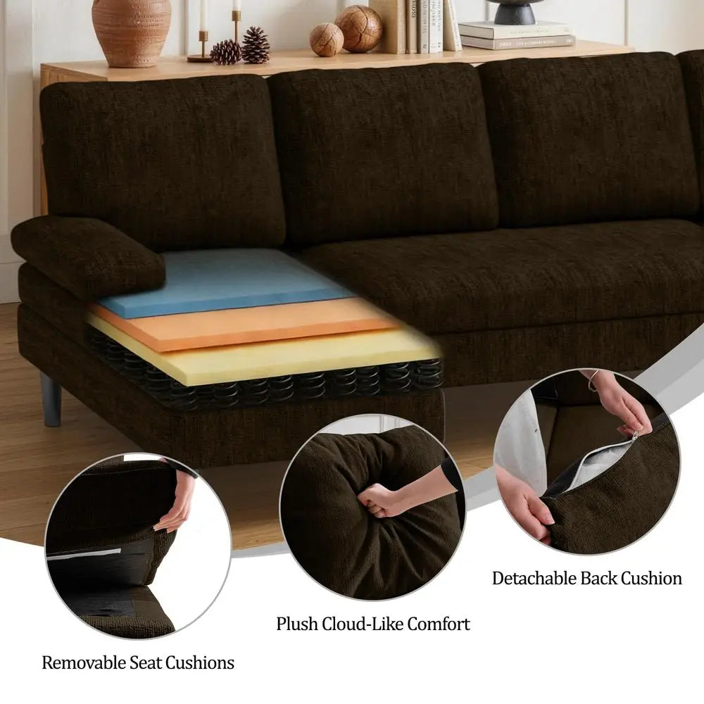 Modern Modular U-Shaped Sectional with Double Chaise