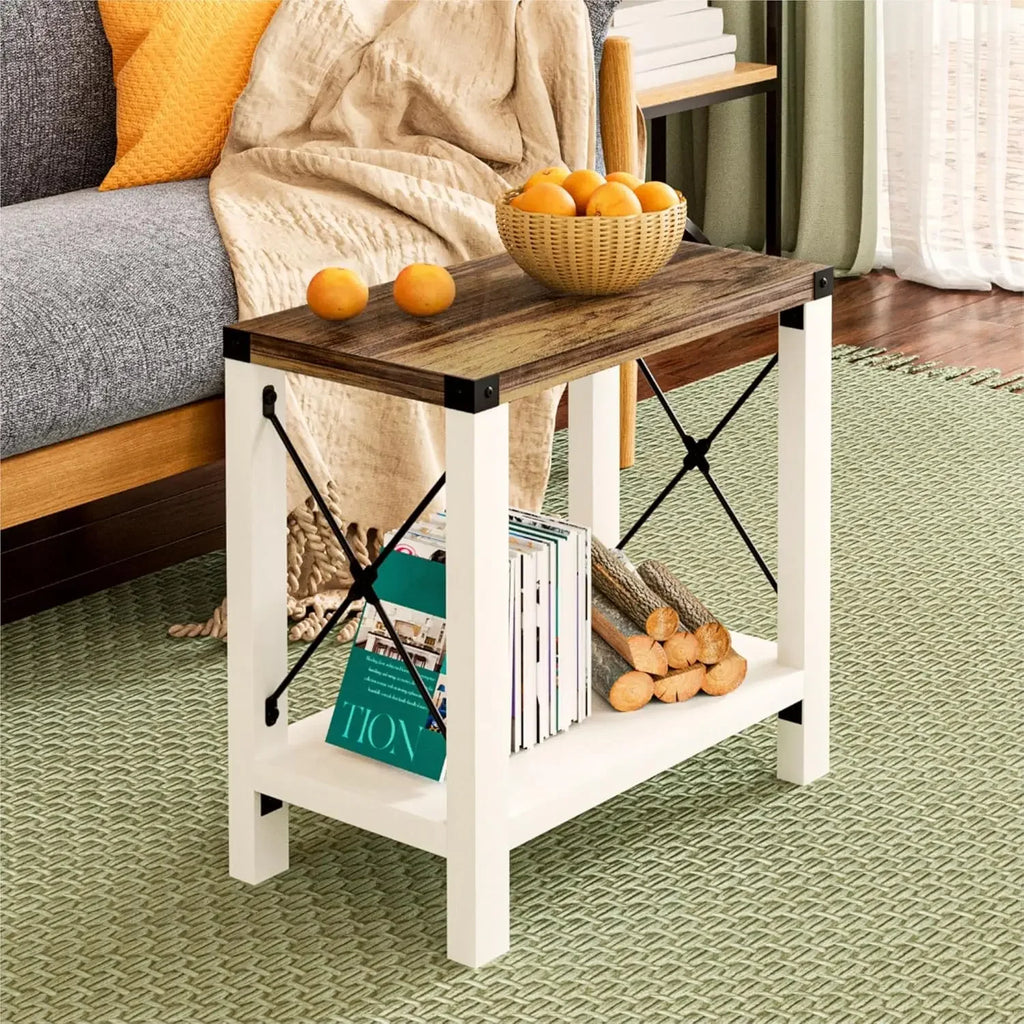 Farmhouse Small Rustic Side End Table (Set Of Two)