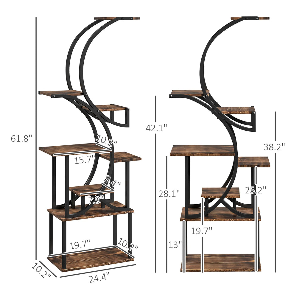 8 Tier Plant Stand, 62" S-Shaped Plant Shelf