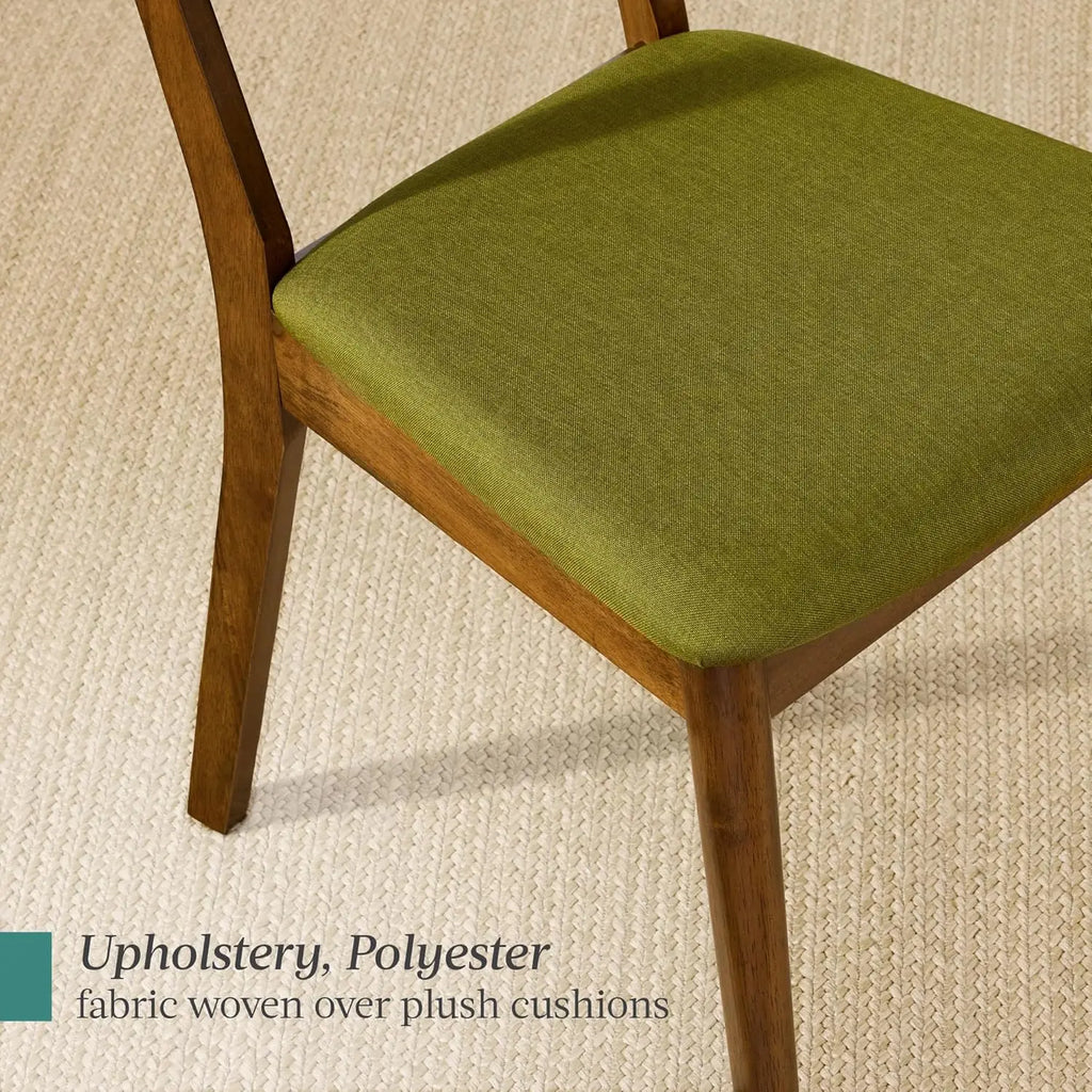 Mid-Century Modern Upholstered Wood Armless Dining Chairs (Set of 2)