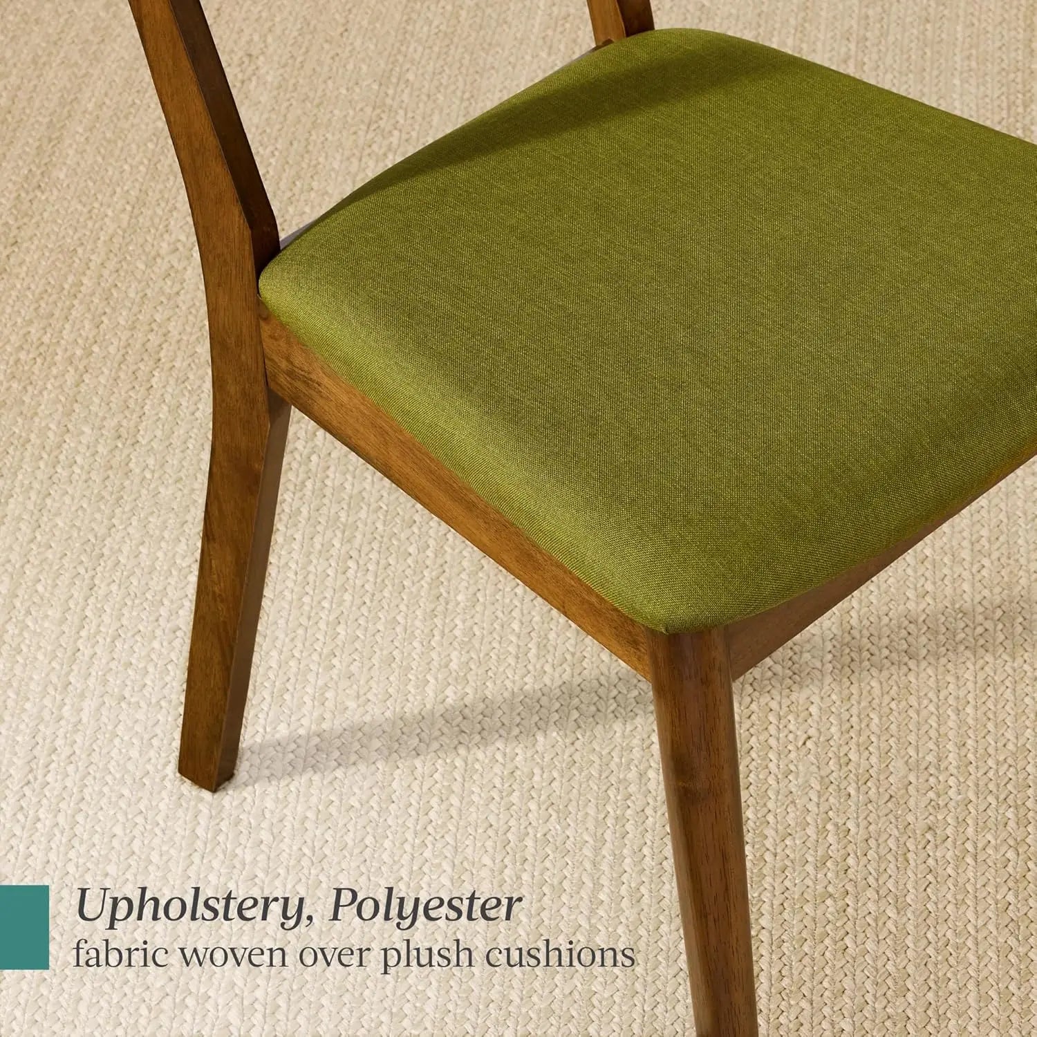 Mid-Century Modern Upholstered Wood Armless Dining Chairs (Set of 2)