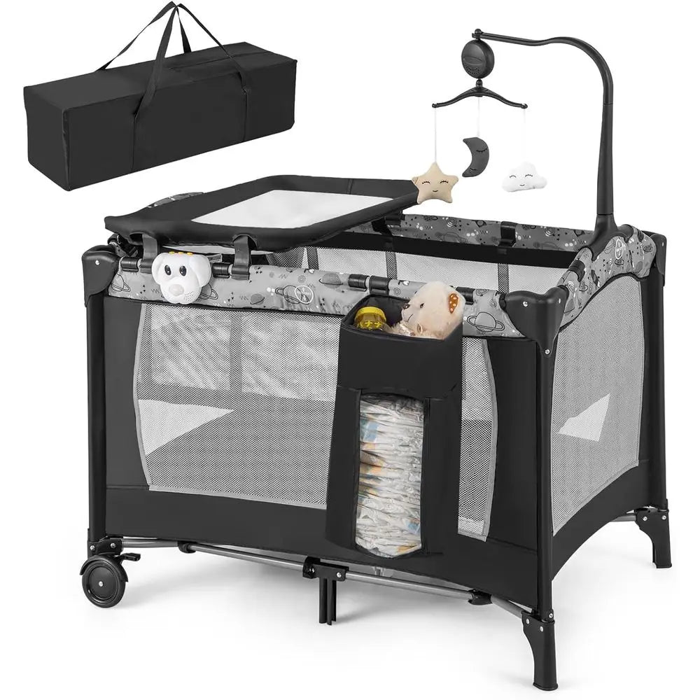 4 in 1 Portable Baby Pack and Play with Bassinet