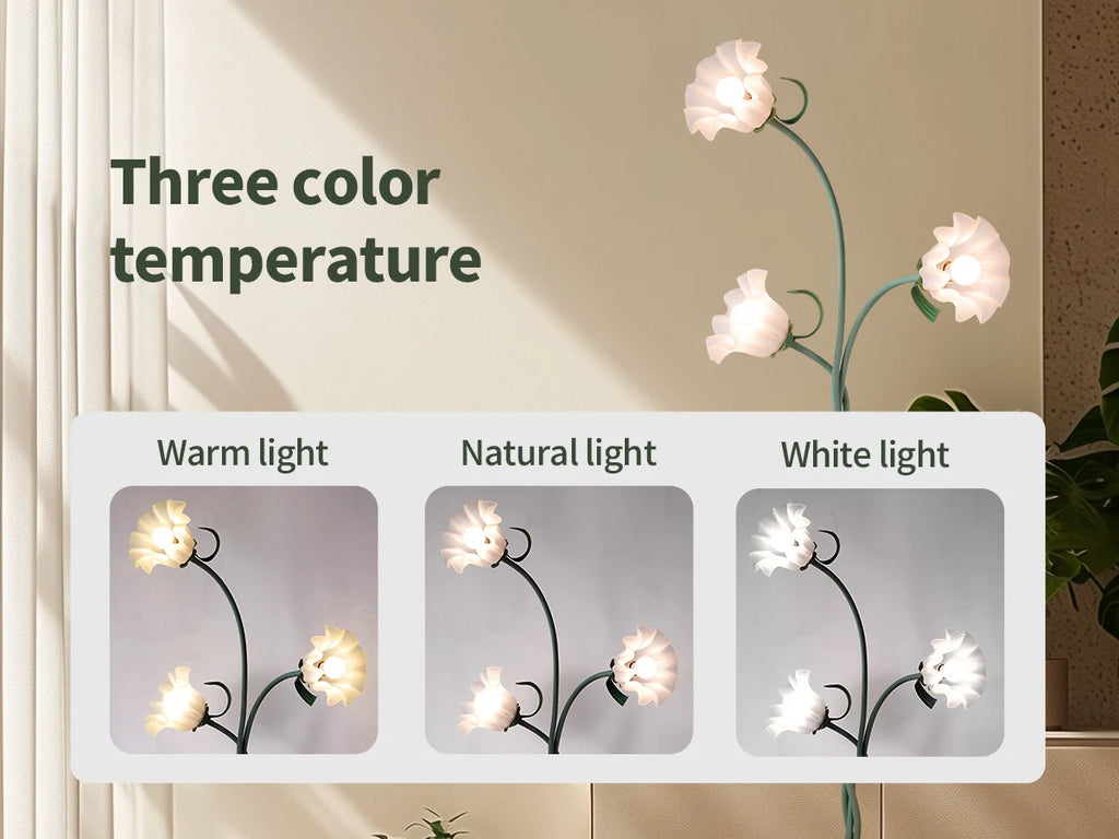 Retro 3-Head Flower Dimmable Floor Lamp