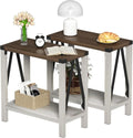 Rustic Narrow Side End Tables (Set Of Two)