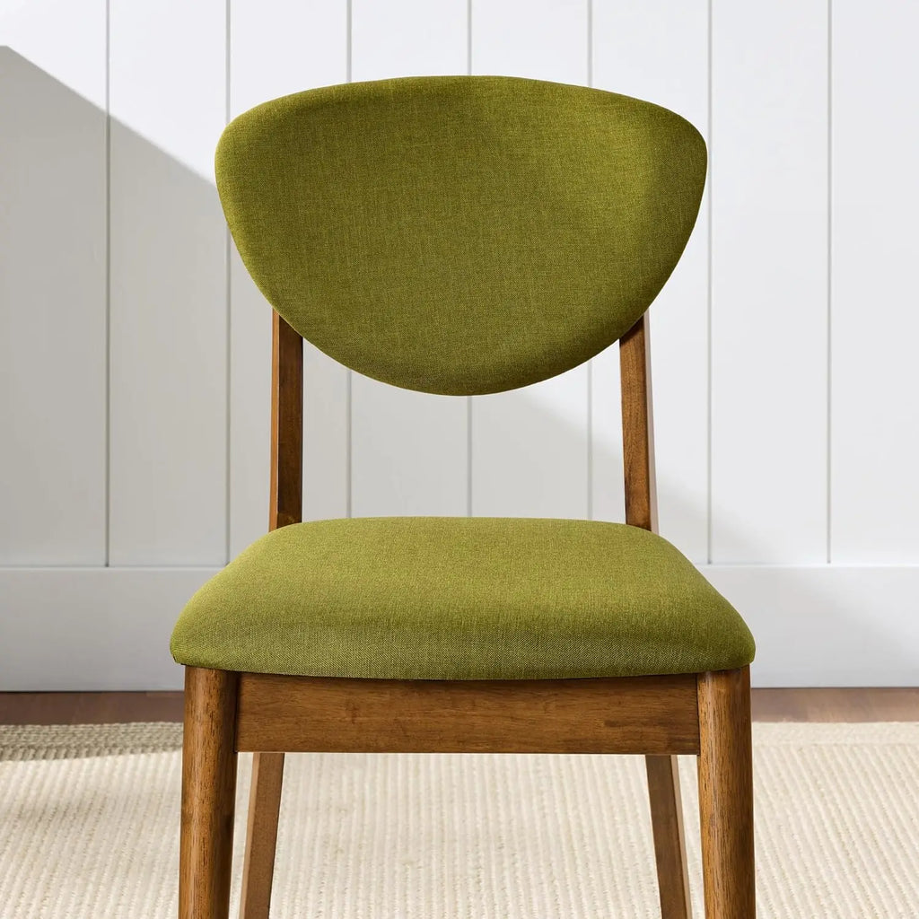 Mid-Century Modern Upholstered Wood Armless Dining Chairs (Set of 2)
