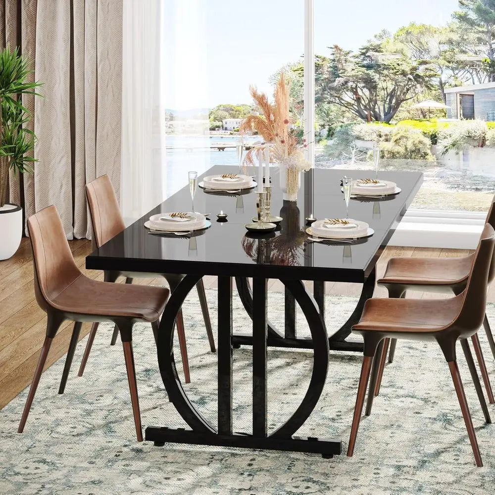 Rectangular Dining Table with Metal Legs