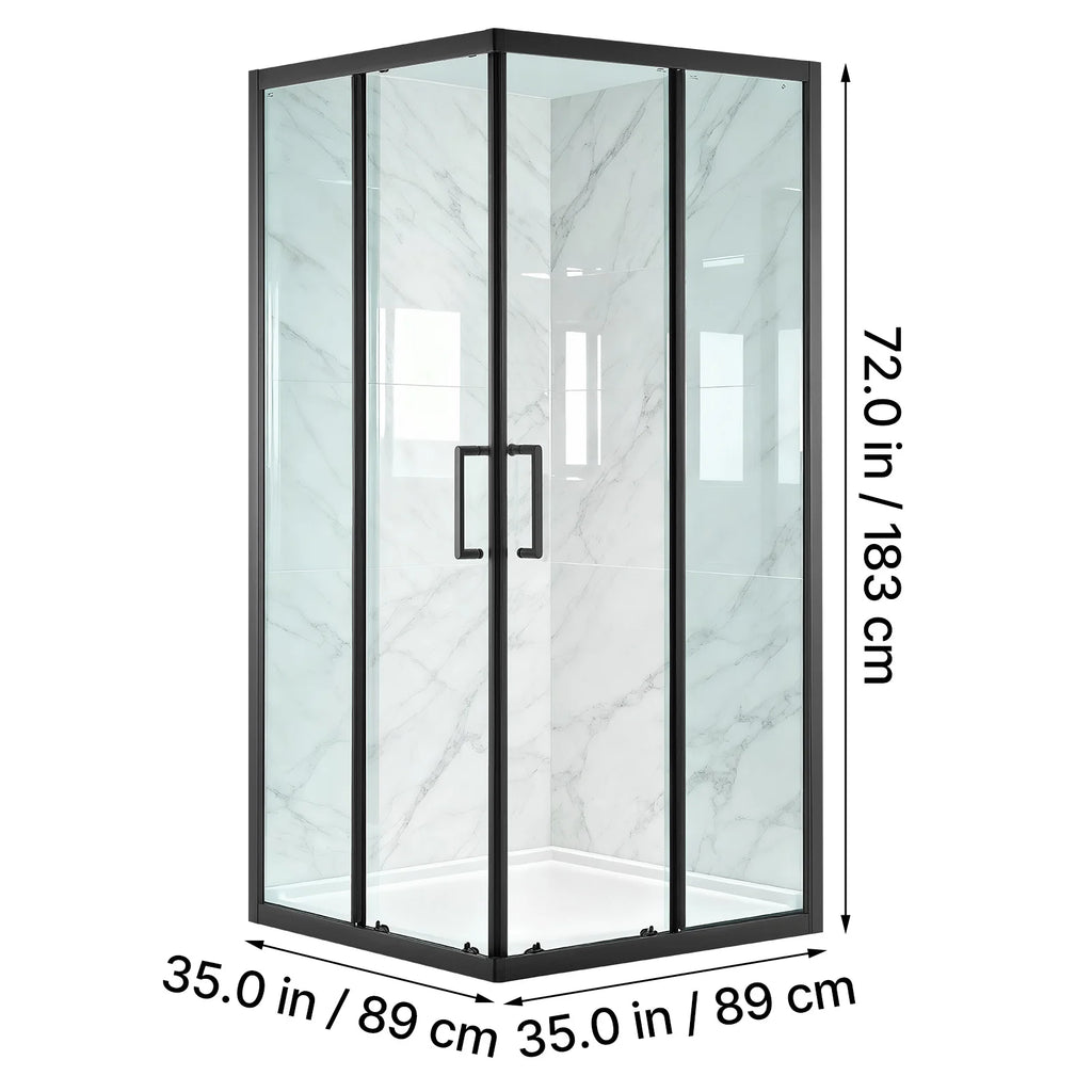 Framed Corner Shower Enclosure with Double Sliding Shower Doors