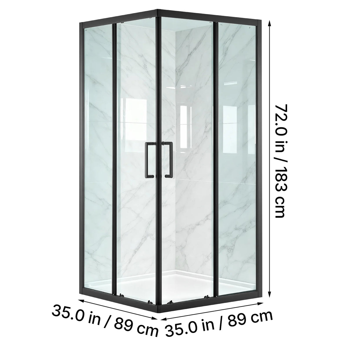 Framed Corner Shower Enclosure with Double Sliding Shower Doors
