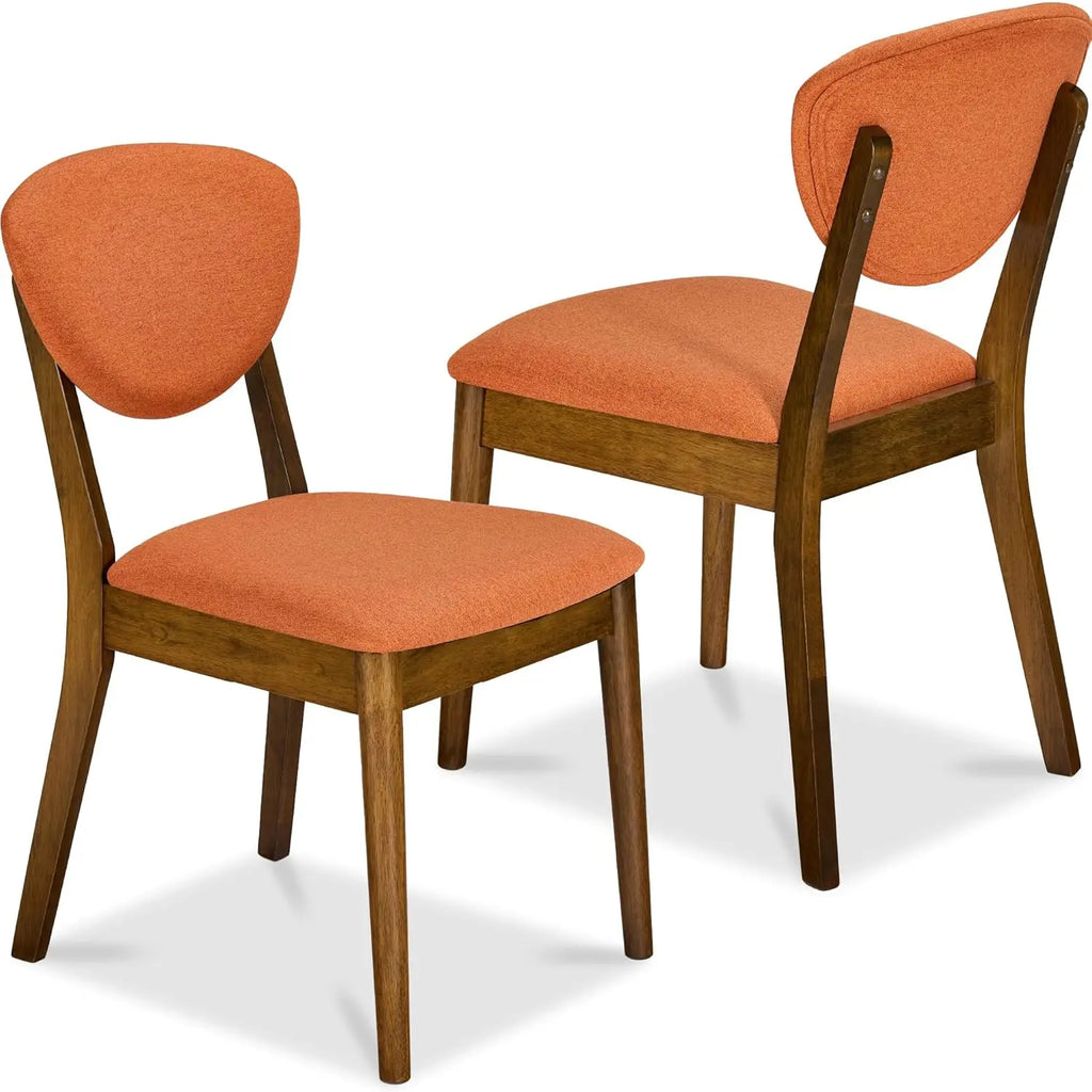 Mid-Century Modern Upholstered Wood Armless Dining Chairs (Set of 2)