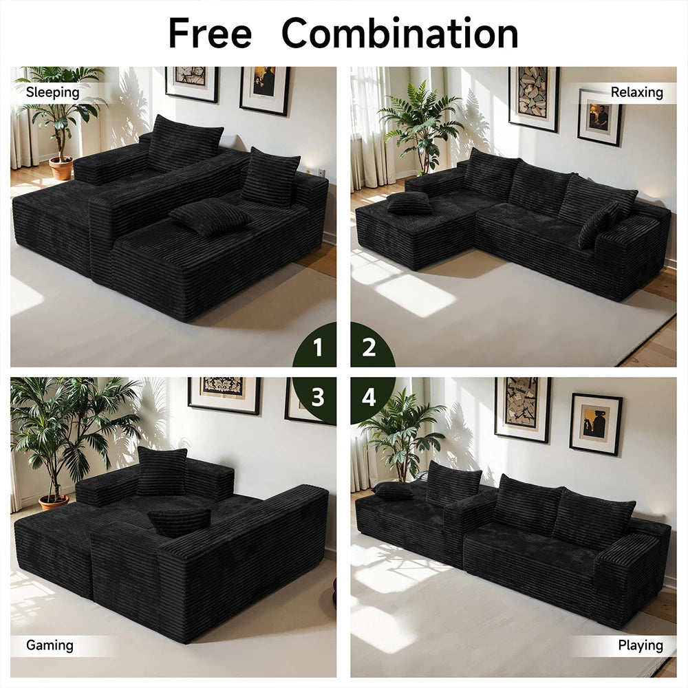 96" Boneless Modular L-Shaped Sectional Sofa
