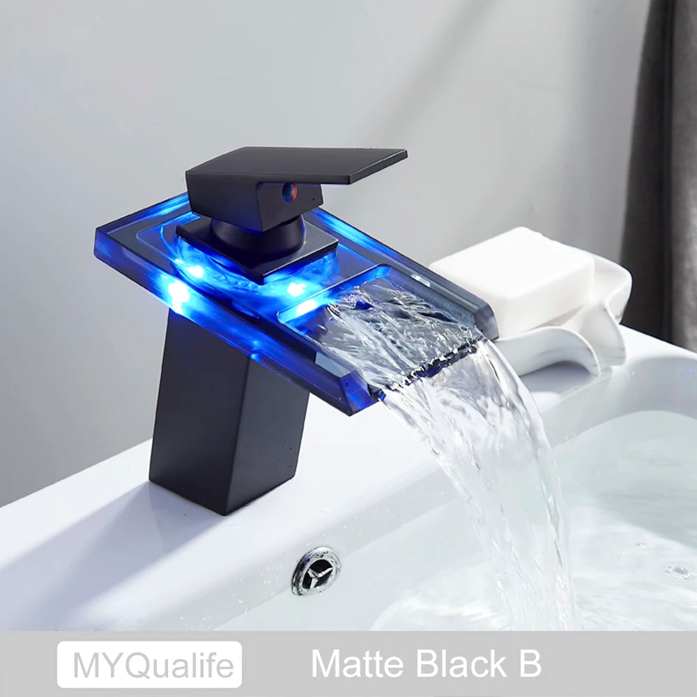 LED Color Changing Waterfall Sink Faucet