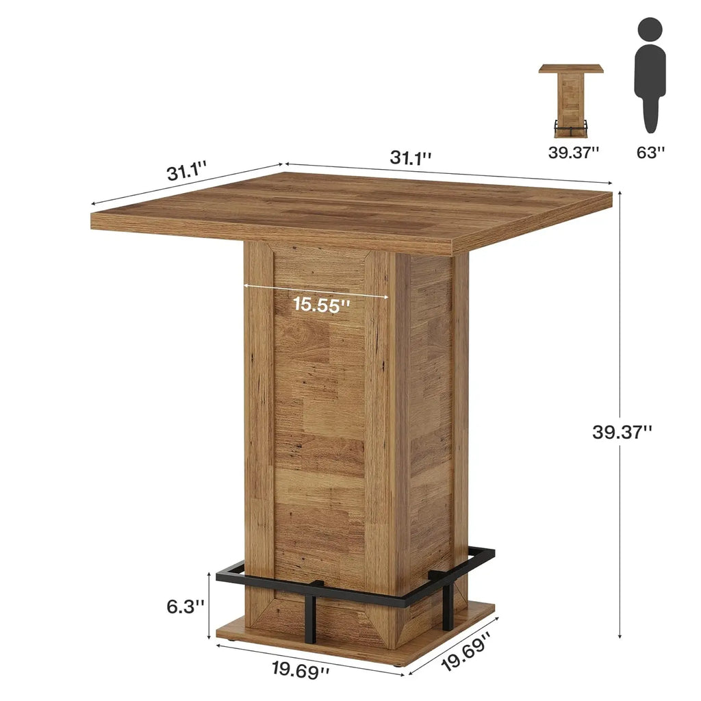 Rustic Square Top High Bar Table