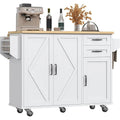 Rolling Kitchen Island On Wheels with Drop Leaf Countertop