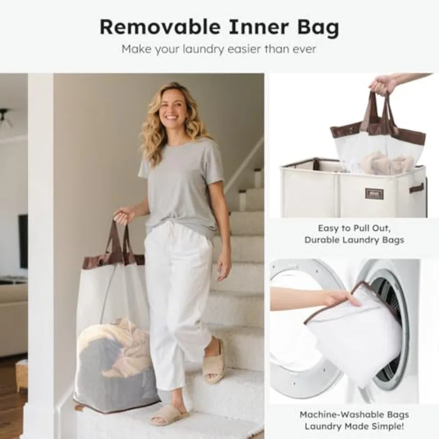Double Laundry Hamper with Lid