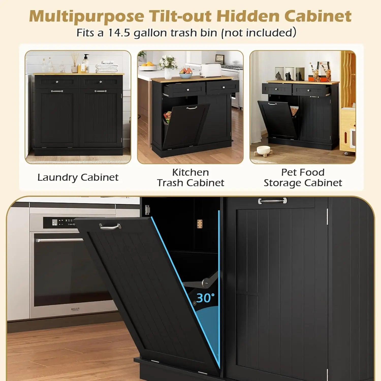 Kitchen Island with Tilt Out Trash Storage