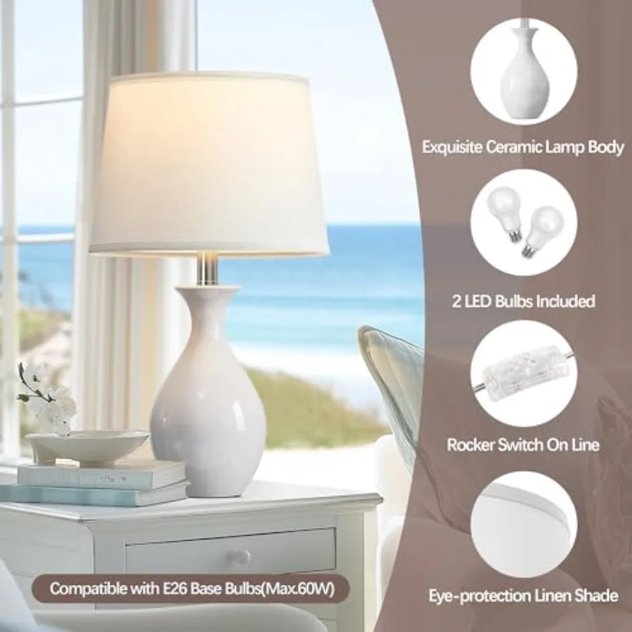 Modern Ceramic Bedside Lamps Set of 2