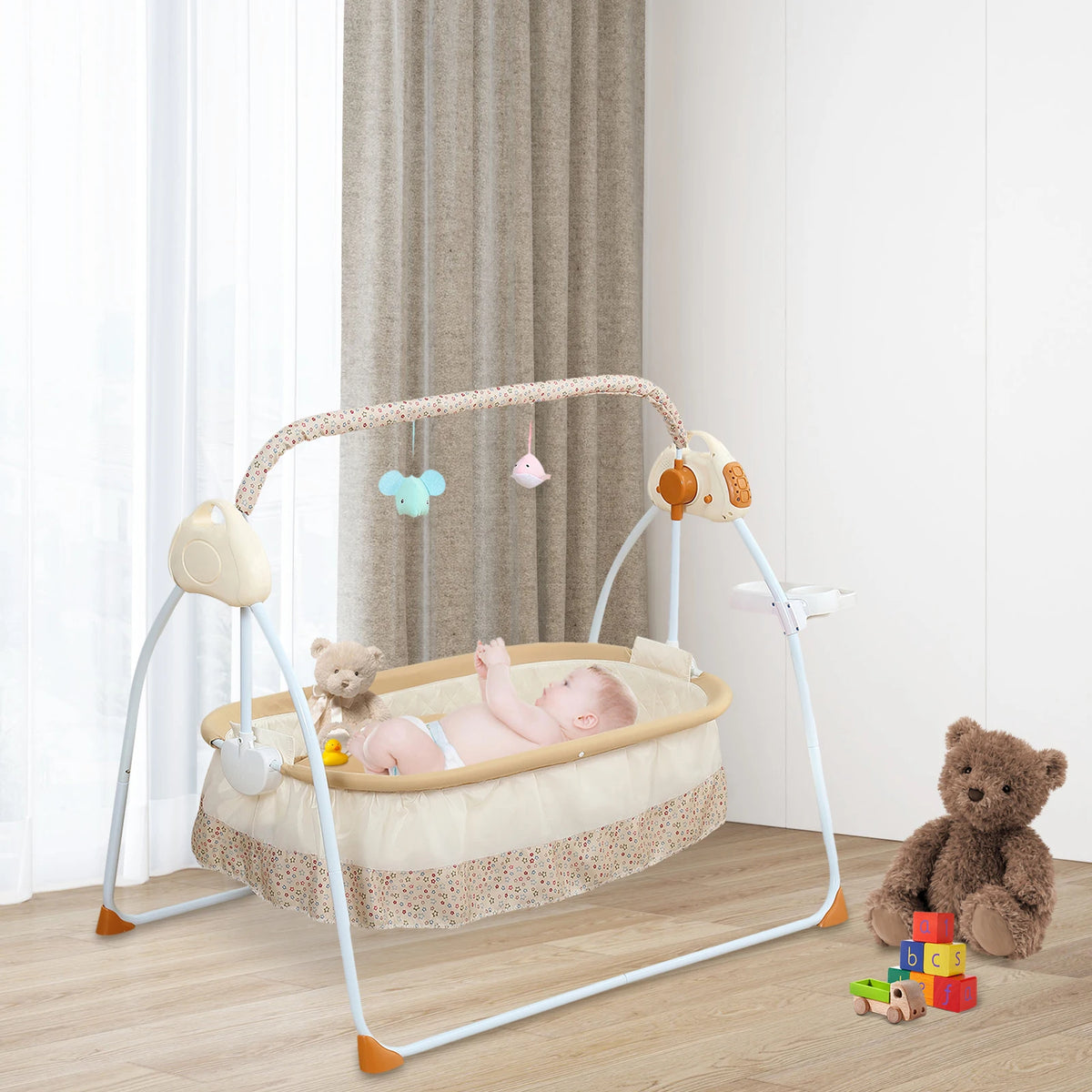 Foldable Swinging Electric Baby Cradle