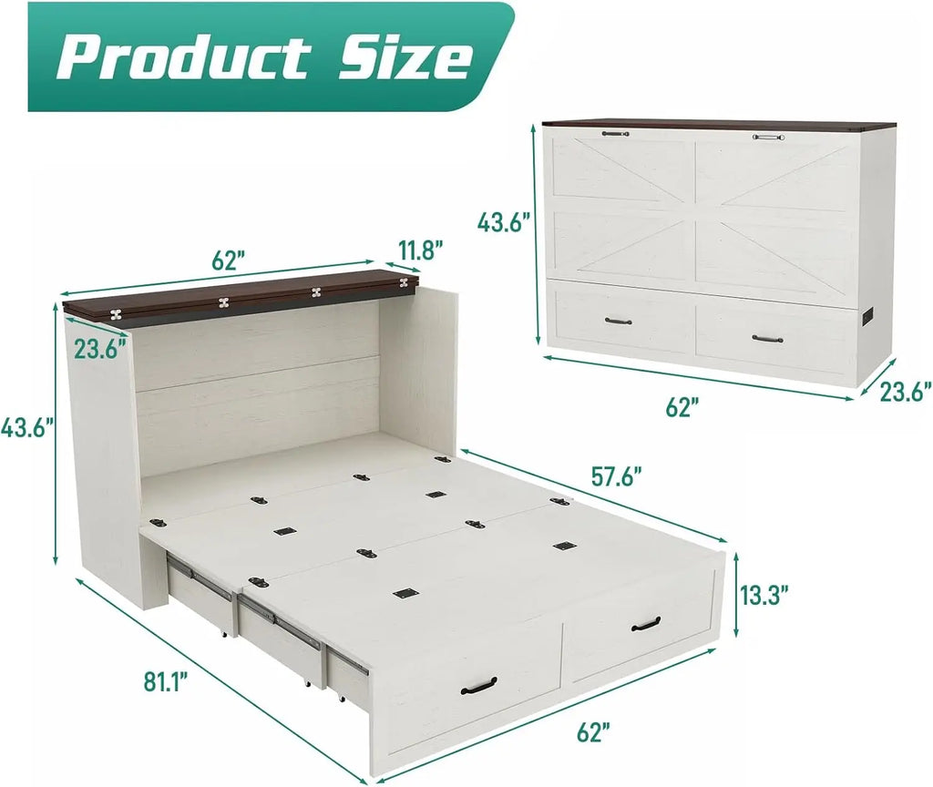 Farmhouse Queen Size Murphy Chest Bed