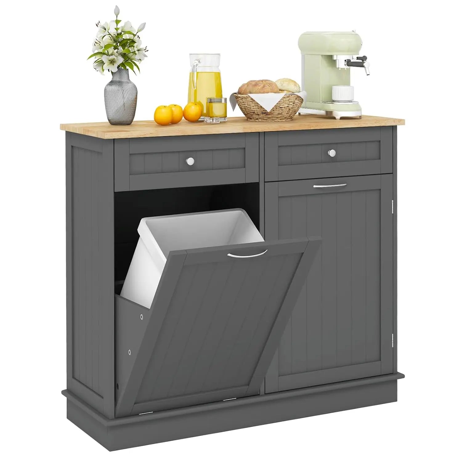 Kitchen Island with Tilt Out Trash Storage