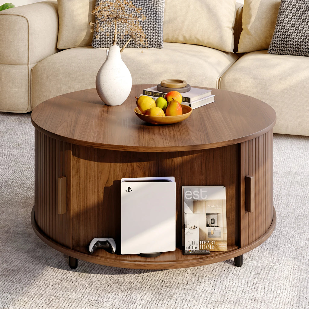 Modern Round Coffee Table with Storage