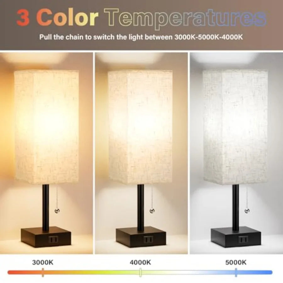 Small Rectangular Nightstand Lamp Set of 2