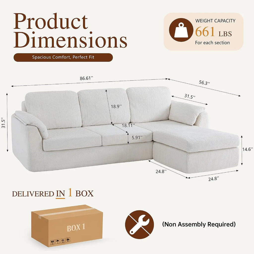 Modern Boneless Sectional Couche