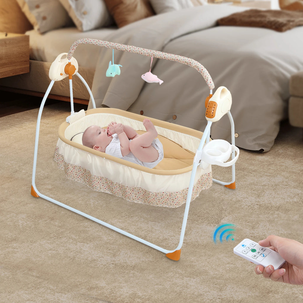 Foldable Swinging Electric Baby Cradle