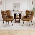 Leather Tufted Wingback Accent Chair