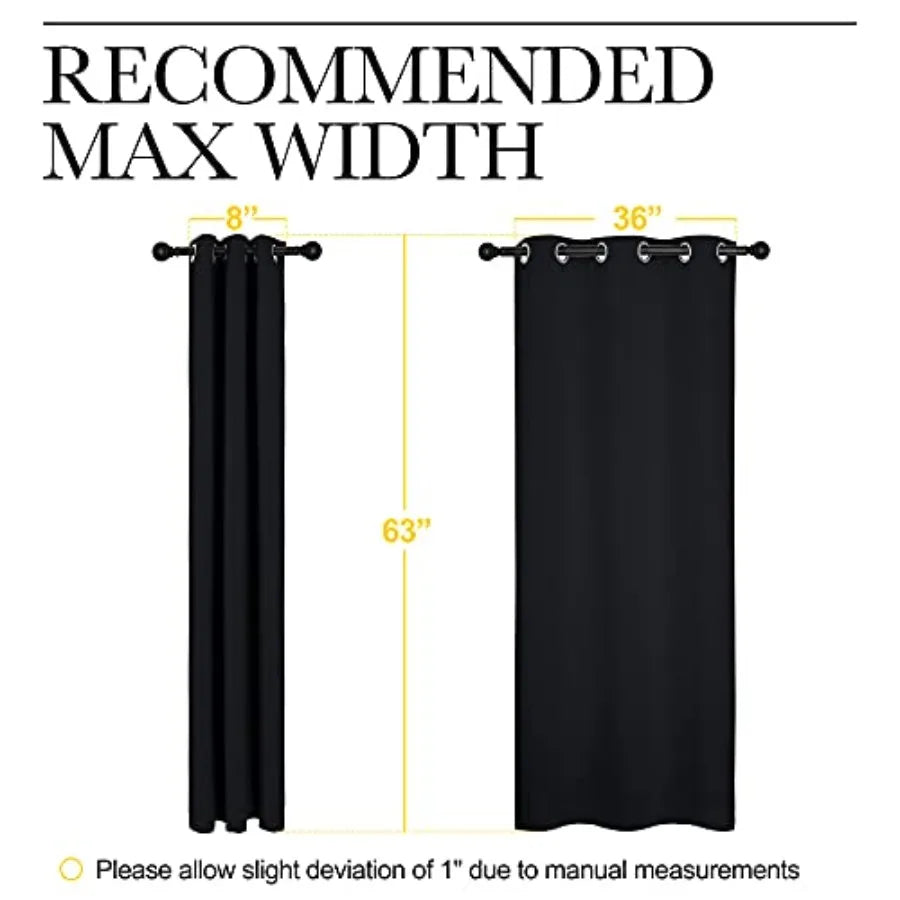 Pitch Black Solid Thermal Insulated Blackout Curtains (2 Panels)