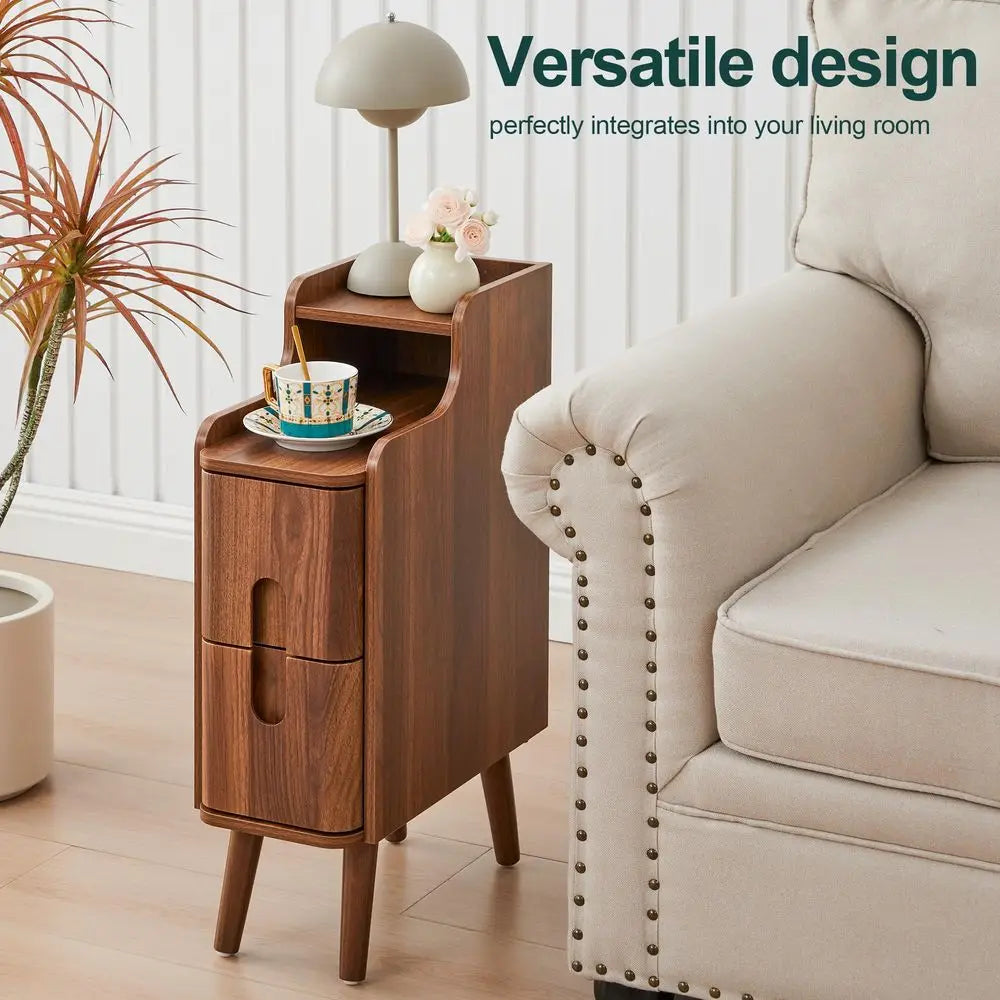 Slim Wood Nightstands (Set of 2)