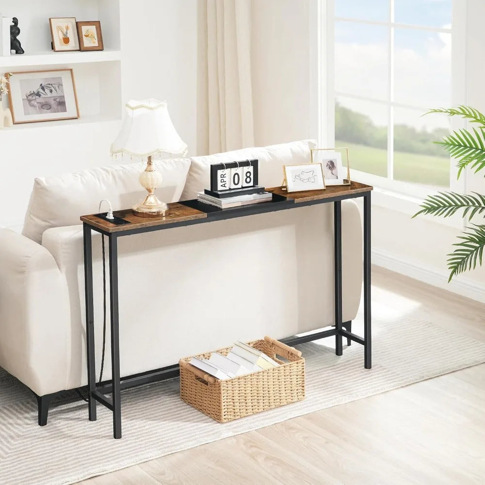 Narrow Console Table with Power Outlets