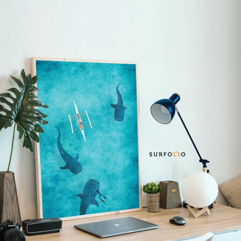 Blue Watercolor Ocean-Marine Organisms
