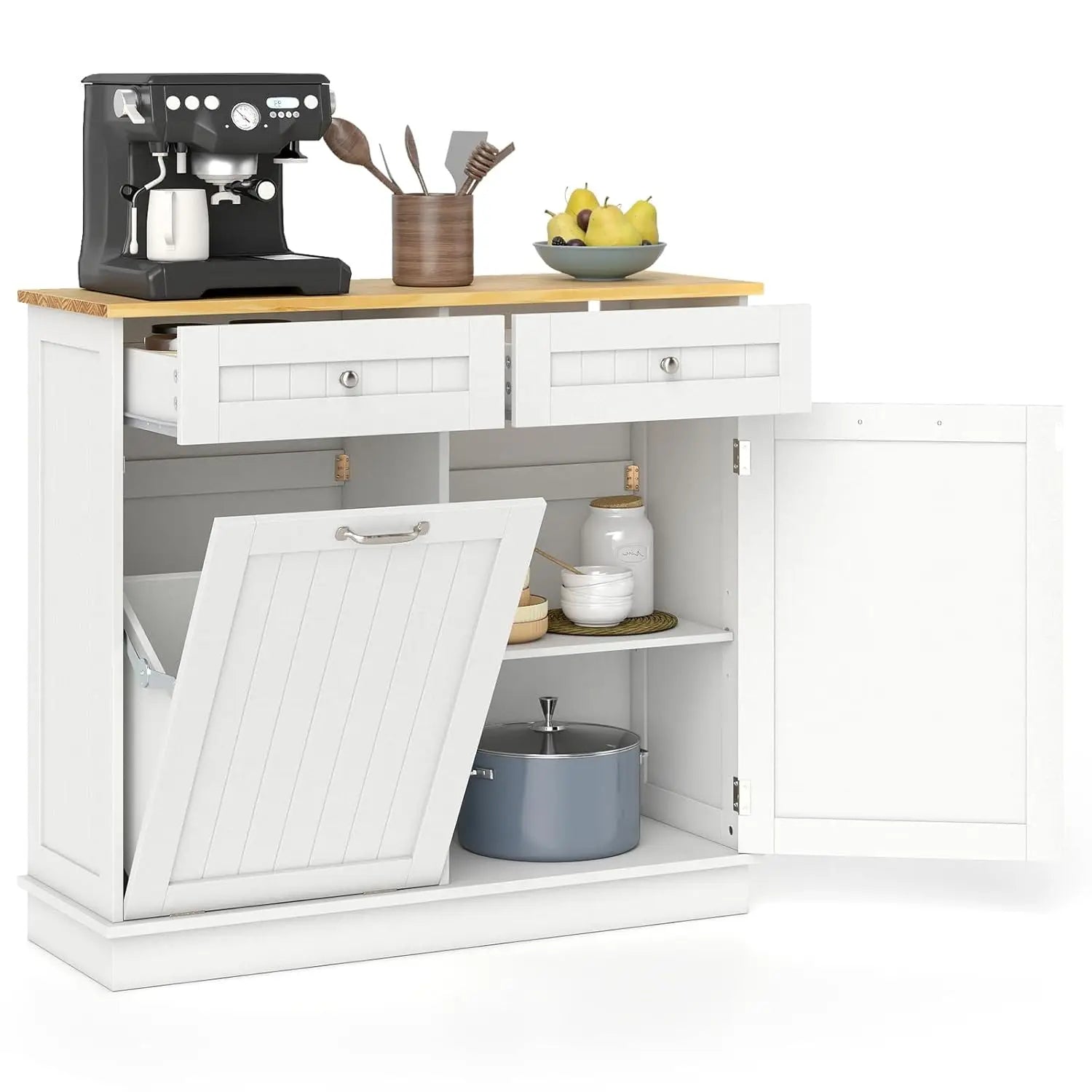 Kitchen Island with Tilt Out Trash Storage