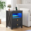 Farmhouse Bedside Nightstand With Gun Drawer